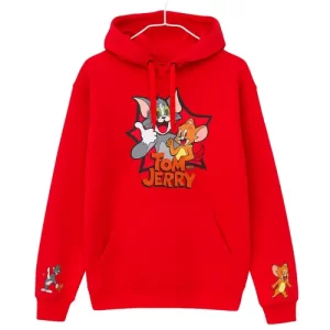 Polerón Canguro Rojo Tommy & Jerry – Talla M – Algodón Premium