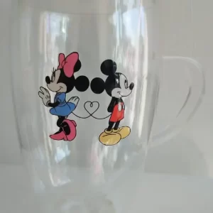 Taza de Vidrio de Doble Fondo 400 ml – Diseño Mickey & Minnie