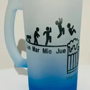Shopero Vidrio Azul Empavonado 470 ml – Diseño Días de Semana