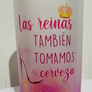 Shopero Vidrio Rosado Empavonado 470 ml – Diseño Las Reinas También Tomamos Cerveza!!
