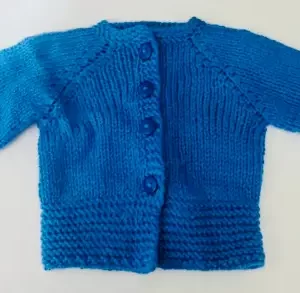 Chaleco Azul Bebe – Talla RN – Tejido de Lana Turca Hipoalergénica