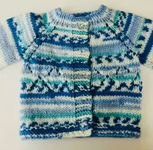 Chaleco Celeste Bebe – Talla RN – Tejido de Lana Turca Hipoalergénica