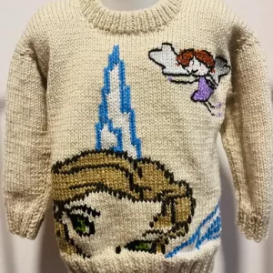 Chaleco Beige Diseño Princesa Niña – Talla 6/7 Años – Tejido de Lana Turca Hipoalergénica