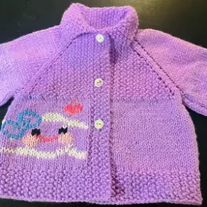 Chaleco Morado Bebe – Talla 3 meses – Tejido de Lana Turca Hipoalergénica