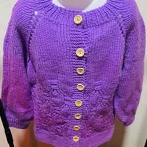 Chaleco Morado Niña – Talla 8 Años – Tejido de Lana Turca Hipoalergénica