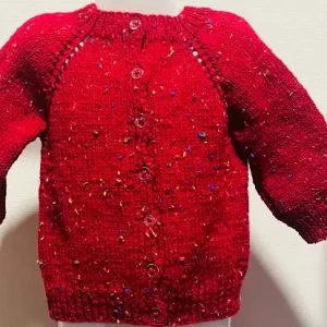 Chaleco Rojo con pintas Niña – Talla 2/3 Años – Tejido de Lana Turca Hipoalergénica