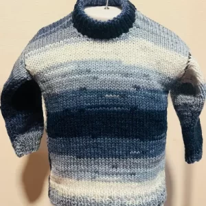 Chaleco Azul Degradado Niño – Talla 12 meses – Tejido de Lana Turca Hipoalergénica