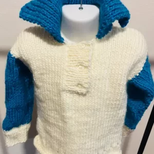 Chaleco Azul y Blanco Niño – Talla 5/6 Años – Tejido de Lana Turca Hipoalergénica