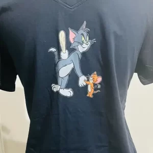 Polera Azul Manga Corta Hombre Tom & Jerry – Talla S – Algodón Suave
