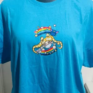 Polera Celeste Manga Corta Mujer Sailor Moon – Talla XL – Algodón Suave