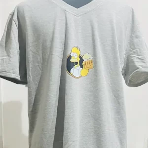 Polera Gris Manga Corta Hombre Los Simpson – Talla L – Algodón Suave
