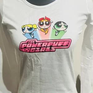 Polera Blanca Manga Larga Mujer Chicas Superpoderosas – Talla S – Algodón Suave
