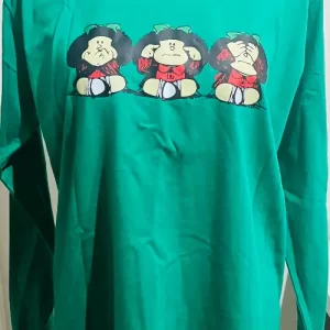 Polera Verde Manga Larga Mujer Mafalda – Talla M – Algodón Suave