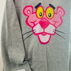 Polera Gris Manga Larga Niño Pantera Rosa – Talla 10 – Algodón Suave