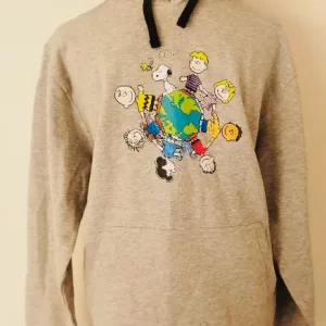 Polerón Canguro Bicolor Gris y Negro – Talla S- Diseño Snoopi