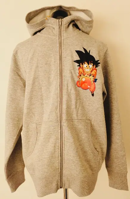 Polerón Canguro con cierre Gris – Talla M- Diseño Dragon Ball Z