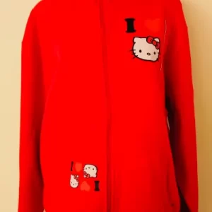 Polerón Canguro con cierre Rojo – Talla 2XL- Diseño Hello Kitty