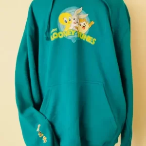 Polerón Canguro Turquesa Looney Tunes – Talla L – Algodón Premium