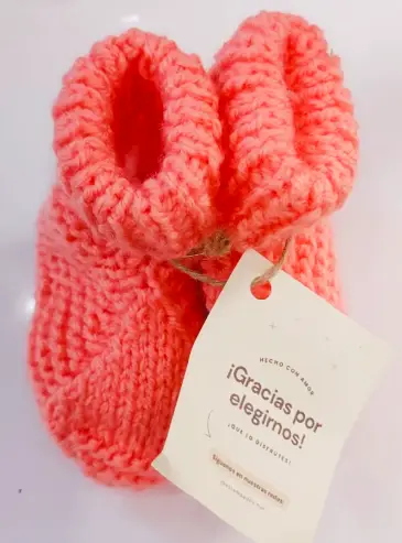 Zapatos de Lana Turca Hipoalergénica – Color Coral 3 meses